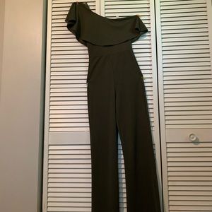 Windsor Dark Green Of the Shoulder Jumpsuit